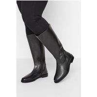Yours Curve Plus Size  Elasticated Knee High Leather Boots