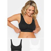 Yours 2 Pack White & Seamless Padded Non-Wired Bralettes - Women/'s - Plus Size Curve