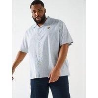 Lyle & Scott Big Tall Linen Blend Oxford Revere Shirt - Grey