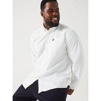 Mens Plus Size Lyle & Scott Plain Oxford L/S Shirt White 1XL-5XL
