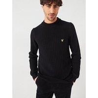 Lyle & Scott Ribbed Mock Neck Knitted Jumper- Black