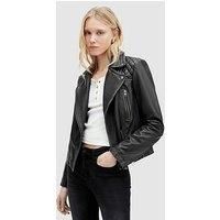 Allsaints Relaxed Fit Cargo Leather Biker Jacket - Black