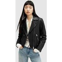 Allsaints Slim Fit Dalby Leather Biker Jacket - Black