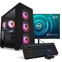 Pcspecialist Fusion 250 Gaming Desktop, 24-Inch Fhd Monitor, Keyboard & Mouse Bundle - Nvidia Geforce Rtx 4060 Ti, Amd Ryzen 5, 16Gb Ram, 1Tb Ssd