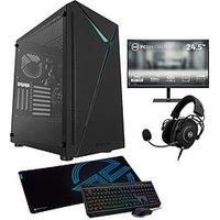 Pcspecialist Fusion 15 Gaming Desktop (Amd Ryzen 5, 16Gb Ram, 1Tb Ssd) Bundle With With 24.5In Fhd Monitor, Headset, Keyboard, Mouse & Mat