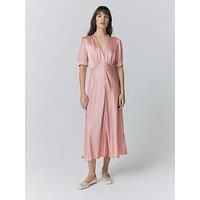 Ghost Madison Satin Button Through Dress - Light Pink