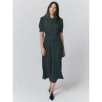 Ghost Wilma Crepe Midi Tea Dress - Black Spot