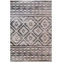 Greige Textured Flatweave Easy Care Diamond Aztec Rug