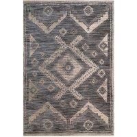 Charcoal Grey Flatweave Easy Care Textured Diamond Tribal Rug