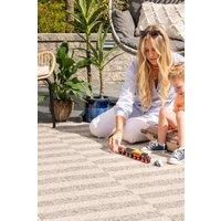 Kukoon Outdoor Garden Patio Rug Grey Beige Stripped Barbeque Area Camping Mat | Size: 160 cm x 230 cm
