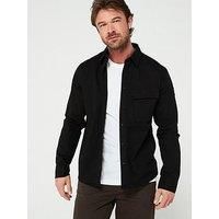 Belstaff Logo Patch Sleeve Garment Dyed Cotton Shirt - Black