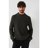 Belstaff Stanley Ribbed Heavy Mock Neck Knitted Jumper - Khaki