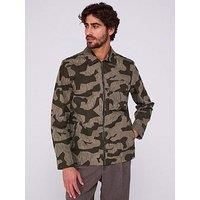 Belstaff Drome Camo Zip Thru Overshirt - Khaki