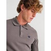 Belstaff Left Chest Patch Logo Long Sleeve Polo Shirt - Dark Grey