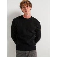 Belstaff Commander Knitted Cotton Crew Neck Knitted Jumper - Black