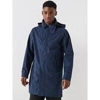 Belstaff Force Longline Hooded Nylon Trench Coat - Navy