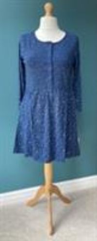 FatFace Ladies Nina Woodblock Size 14 Jersey Dress In Indigo BNWT - 14 Regular
