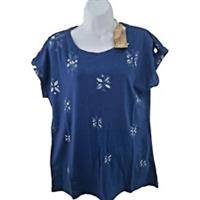 Fat Face Ivy Woodblock Graphic Print T-shirt, Size UK 12, Cap Sleeve,Indigo Blue - 12 Regular