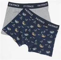 BNWT New 2 Pair Fat Face Cotton Boxers Shorts XS 30" 1Plain 1 Festive Camper Van