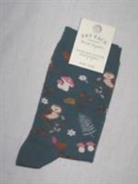 BNWT FAT FACE Ladies Woodland Owl Socks Teal  Size 4 - 7
