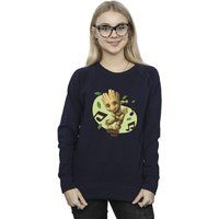 Marvel Women's Guardians Of The Galaxy Groot Musical Notes Sweatshirt in Navy | Size: 2XL