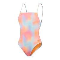 Speedo Womens Alv Pt 1Pc One Piece Swimsuit Blue/Orange 40