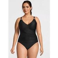 Speedo Womens Plus Size Shaping V Neck 1 Piece - Black