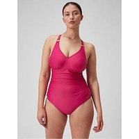 Speedo Womens Shaping V Neck 1 Piece - Pink