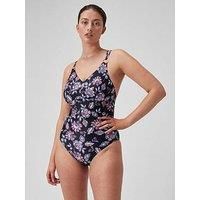Speedo Womens Shaping Printed Strappy 1 Piece - Black
