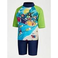 Speedo Boy'S Rash Top And Jammer Set - Blue
