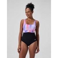 Speedo Womens Shaping Contoureclipse Printed 1 Piece - Black/Pink