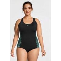 Speedo Women/'s Placement Medalist (+) Swimsuit, One Piece Swiming Costume, Dark Teal, 4242