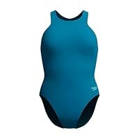 Speedo Women/'s Racer Zip Swimsuit, Dark Teal, 40