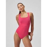 Speedo Womens Flex Band Swimsuit With Built In Swim Bra - Pink