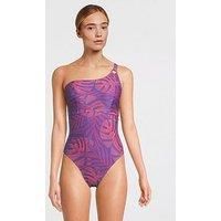 Speedo Womens Shaping Printed Asymmetric 1 Piece - Hapuna Blue