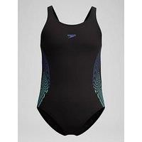 Speedo Girls Placement Muscleback Swimsuit Swimming Costume Cobalt Pop Size 5-6 Years
