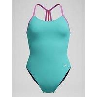 Speedo Girls Solid Lane Line Back - Blue