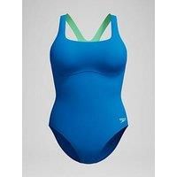 Speedo Women/'s Flex Band Swimsuit with Integrated Swim Bra | Swim FitneS | Training, Lagoon Blue/Celeste, 3030