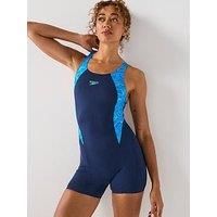 Speedo Women/'s Hyperboom Splice Legsuit | Quick Drying | Training | FitneS | Chlorine Resistant, Lagoon Blue/Celeste, 2828