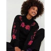 Joe Browns Stunning Florals Embroidered Jumper - Black
