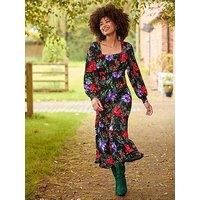 Joe Browns Women's Balloon Sleeve Gathered Floral Midi Jersey Dress