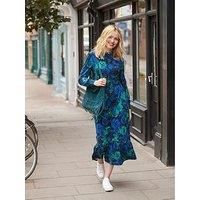 Joe Browns Women's High-Neck Vintage Frill Floral Jersey Midi Dress