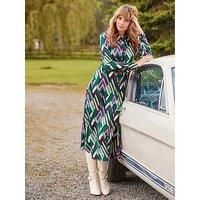 Joe Browns Women's Statement Geometric Button-Through Belted Midi Shirt Dress