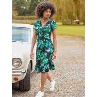 Joe Browns Women's Icy Winter Floral Wrap Front Knee-Length Jersey Dress