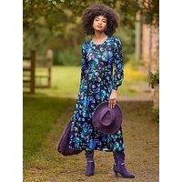 Joe Browns Women's Floral Midi Jersey Dress with Elasticated Cuffs