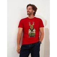Joe Browns Novelty Christmas Stag Graphic T-Shirt - Red