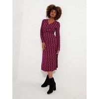 Joe Browns Women's Bold Contrast Geometric Long Sleeve Midi Jersey Dress
