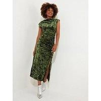 Joe Browns Women's Flattering Ruched Cowl Neck Flocked Velour Bodycon Midi Dress