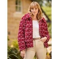 Joe Browns Patterned Fleece Jacket - Dark Red