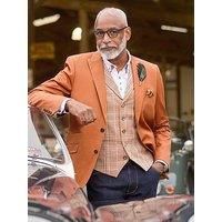 Joe Browns Men/'s Fashion Terracotta Blazer with Palm Leaf Lining, Regular Fit, Orange, 48